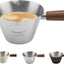 Taza medidora espresso acero inox madera doble boquilla 100ml plateado