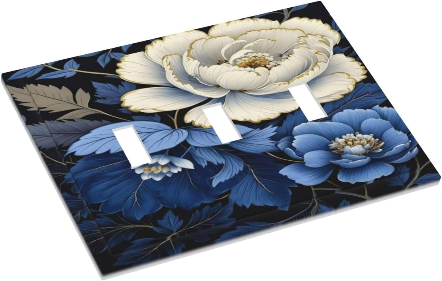 Cubiertas interruptor luz flores azul blanco 3 gang