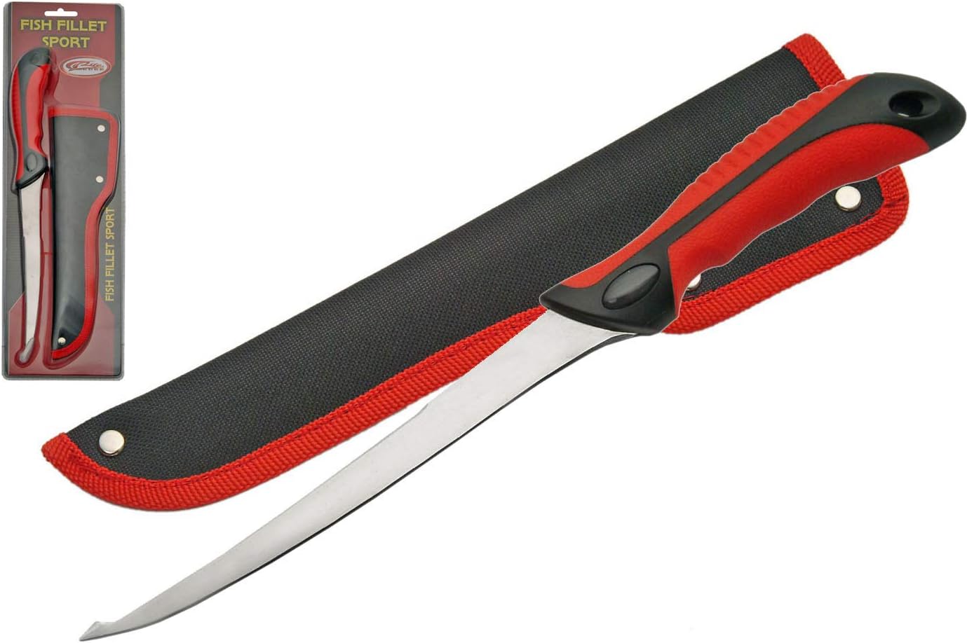 Cuchillo filete 12.5pulg hoja acero inox con funda