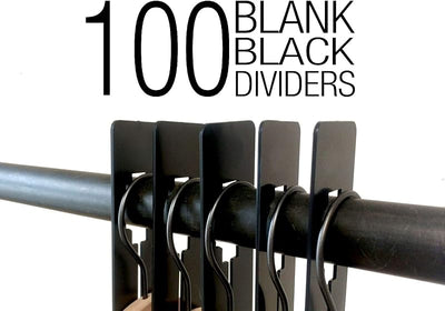 Kit 100 divisores rectangulares para ropa negro