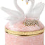 Caja cisne bisagras cristal esmaltado decorativa rosa
