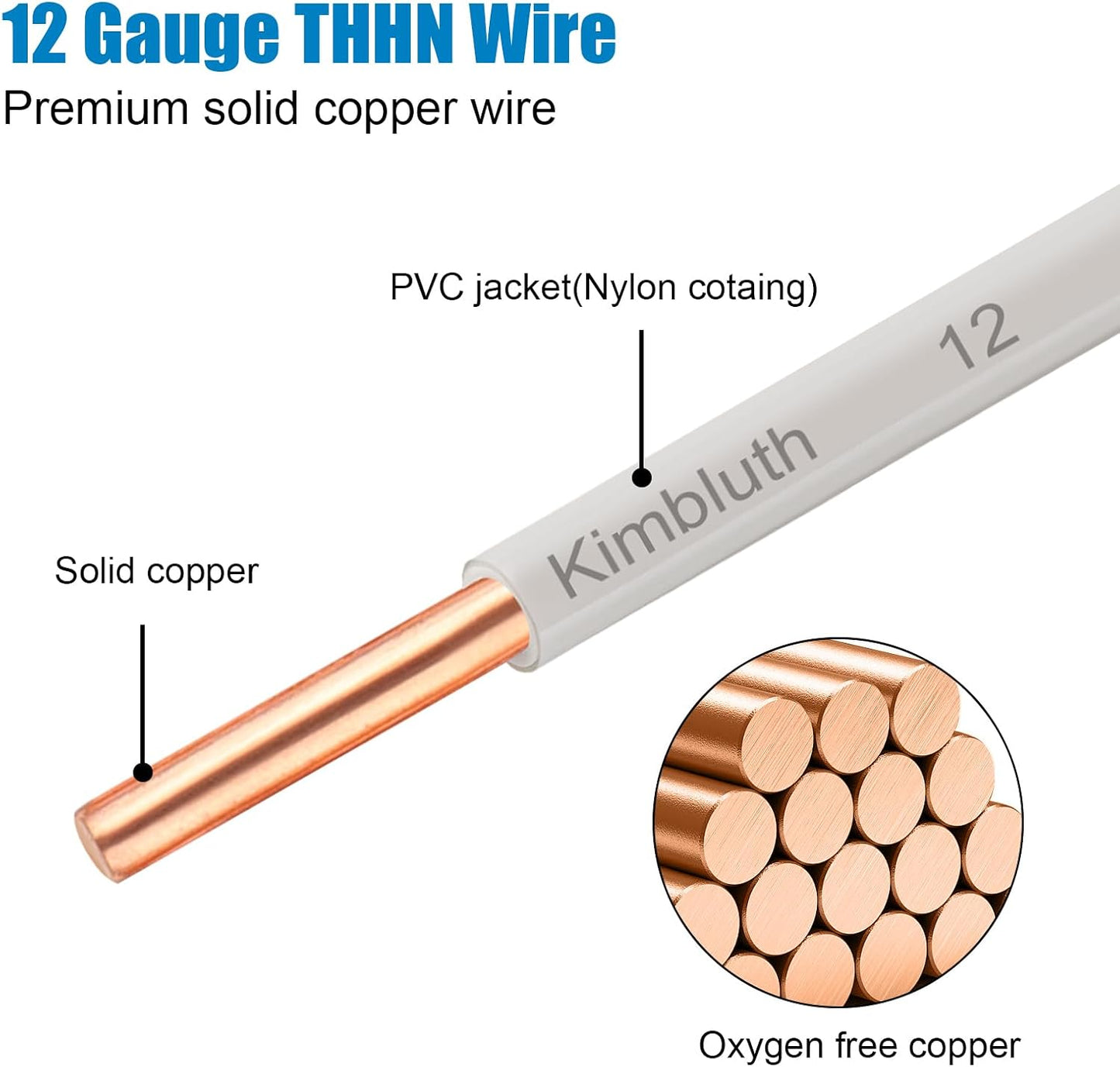 Cable eléctrico OFC 12 AWG 100pies cobre sólido 600V