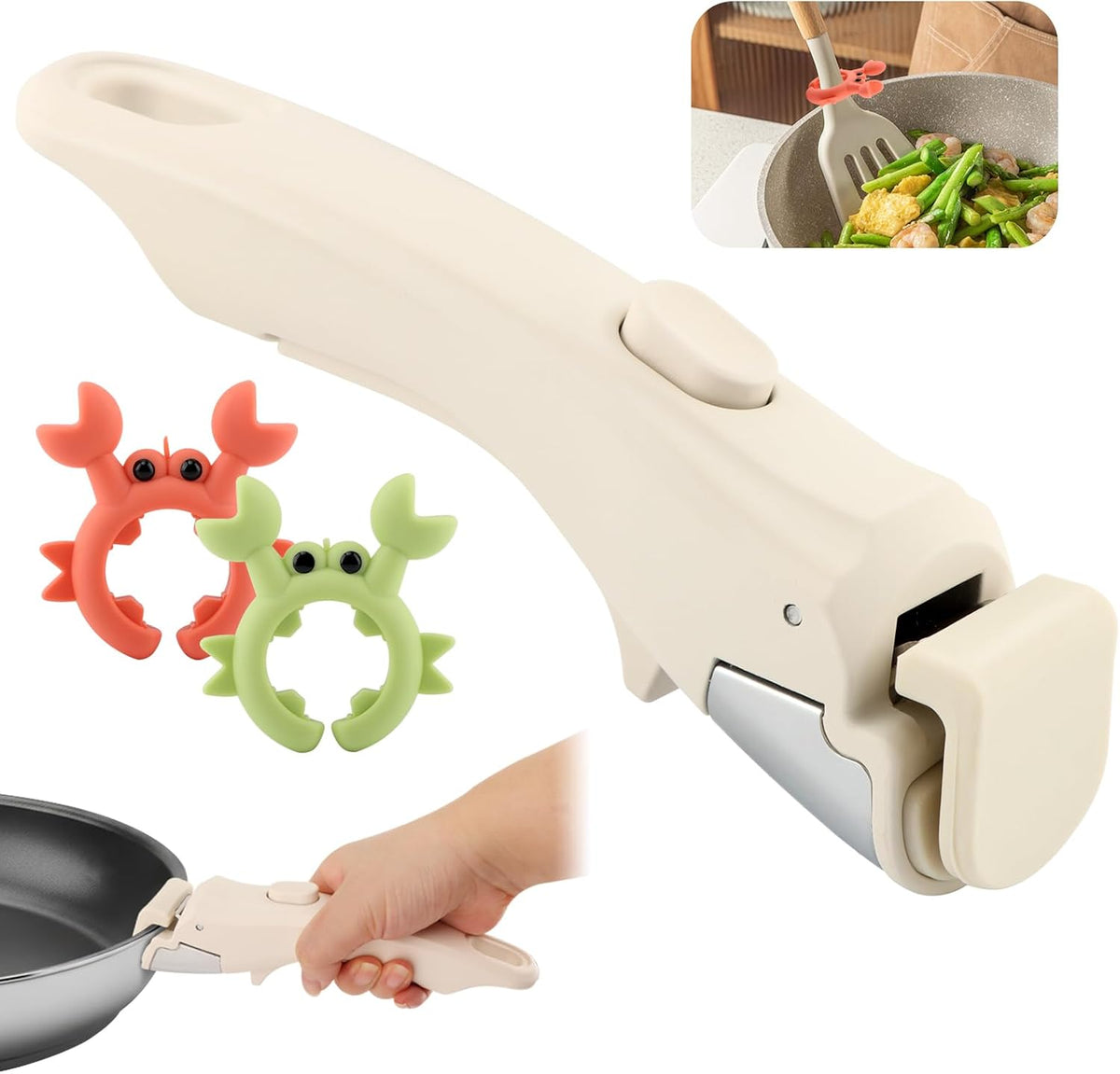Mango universal para ollas asas 2 soportes cucharas blanco