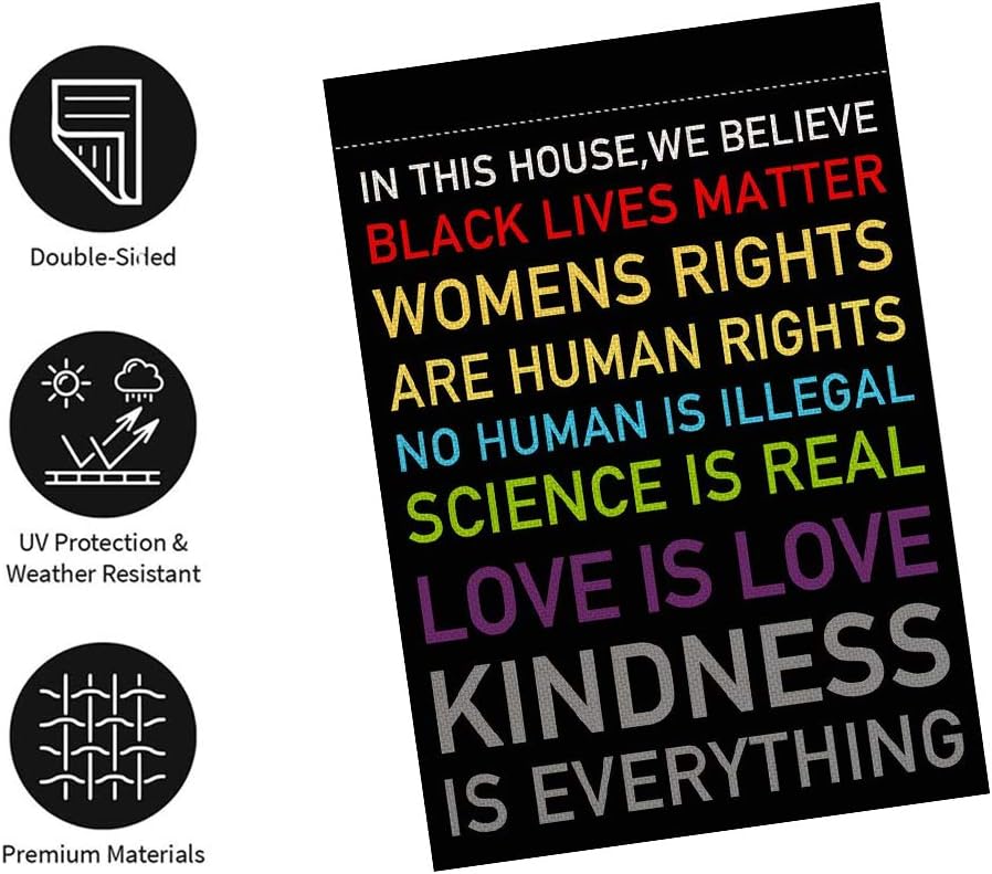 Bandera jardín doble cara 12x18in This house we believe