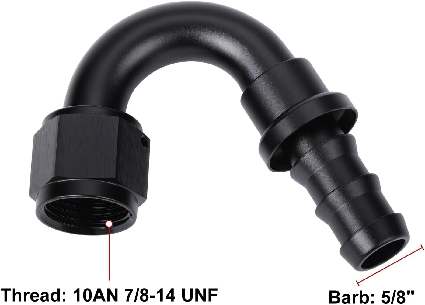Adaptador manguera aluminio negro 150 grados
