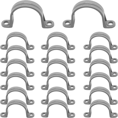 Correa tubo PVC 1-1/2pulg soportes 20 pzas gris