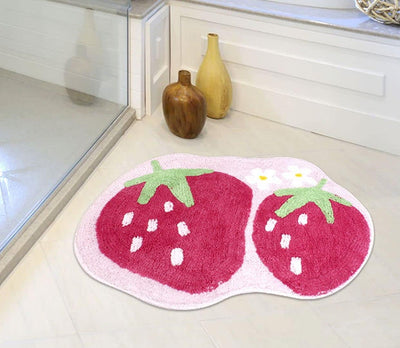 Tapete baño antideslizante microfibra fresa rosa