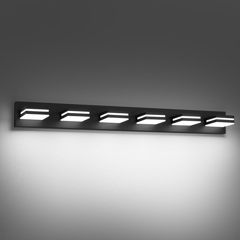 Luces LED baño acrílica negra 6000K 41" rotación