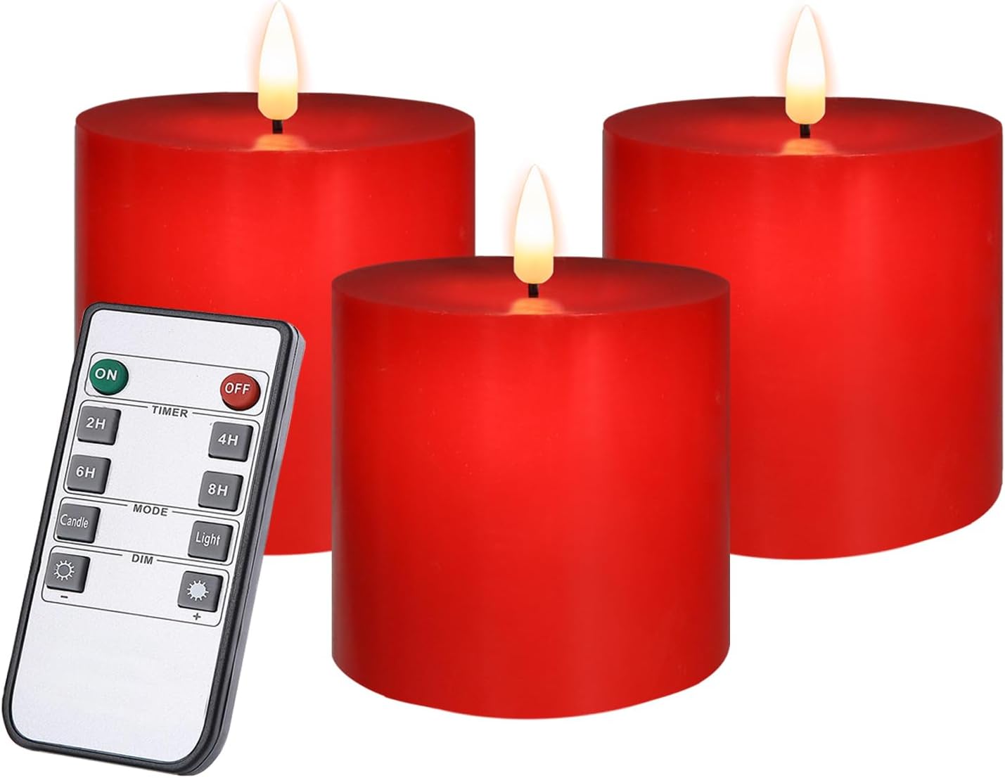 3 Velas Led Parpadeantes Cera Real 3x3pulg Con Temporizador
