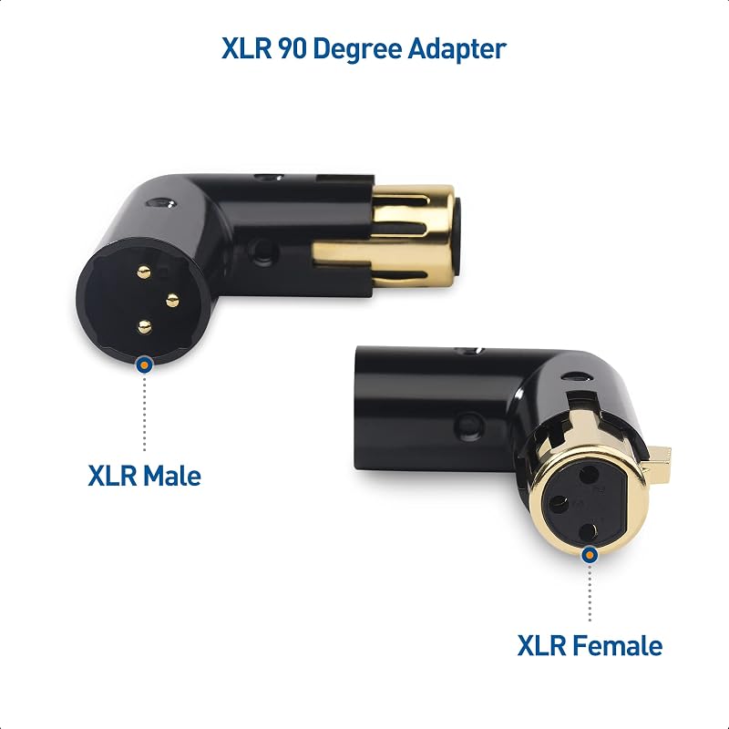 2 Adaptadores XLR 90 grados negro y terminador DMX 120 ohmios