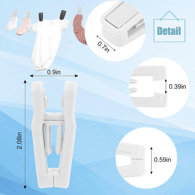 50 Clips Plástico para Colgar Bebés Agarre Fuerte Blanco