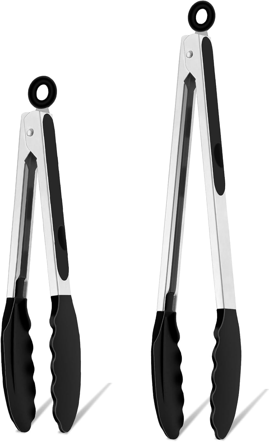 Pinzas cocina acero inox 9x12pulg silicona negro set 2