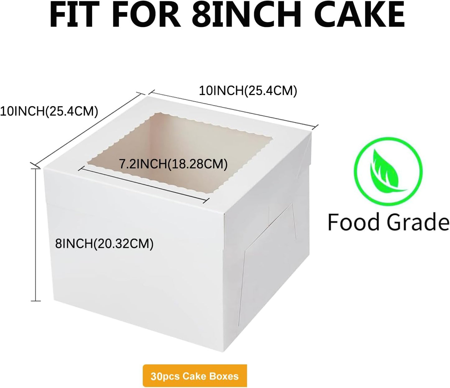 30 Cajas Panadería 10x10x8pulg con Ventana para Pasteles