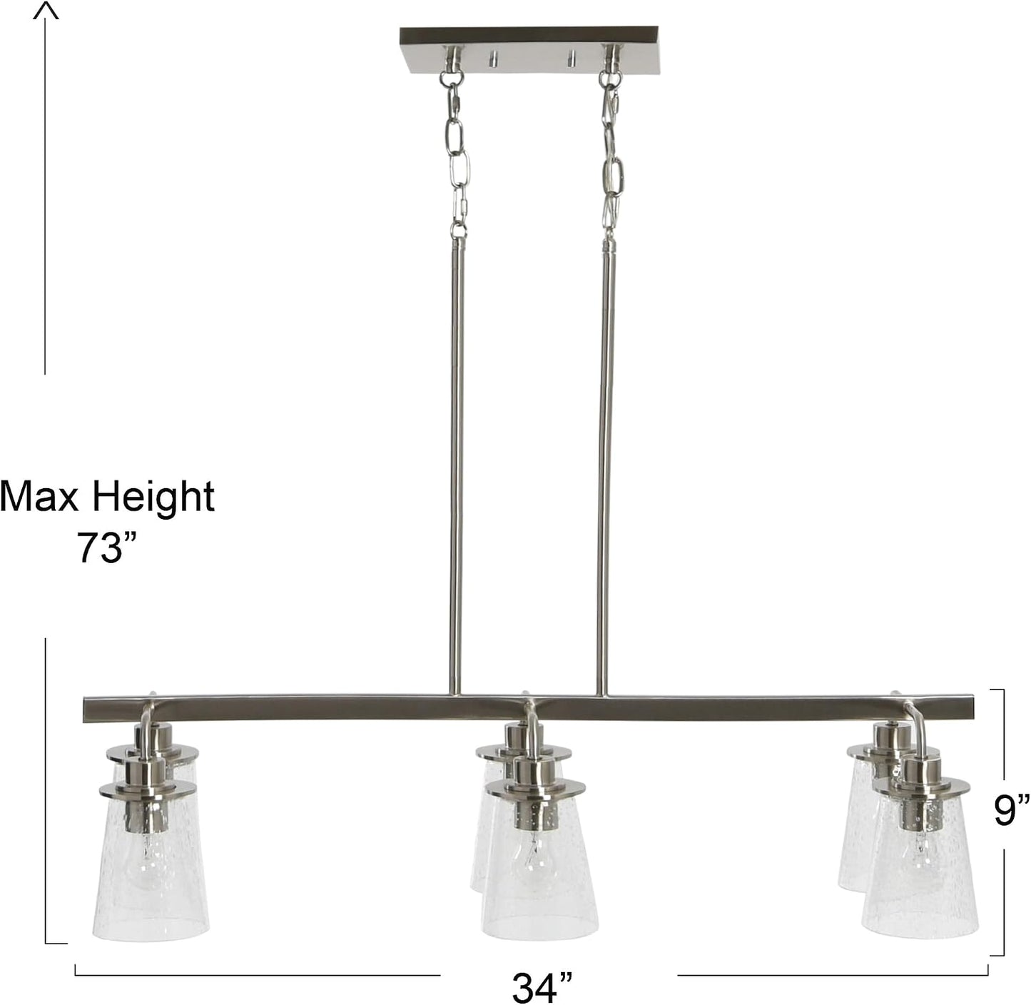 Candelabro lineal Jameson 6 luces metal vidrio