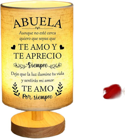 Lámpara de mesa regalo para abuela con luz nocturna de tela
