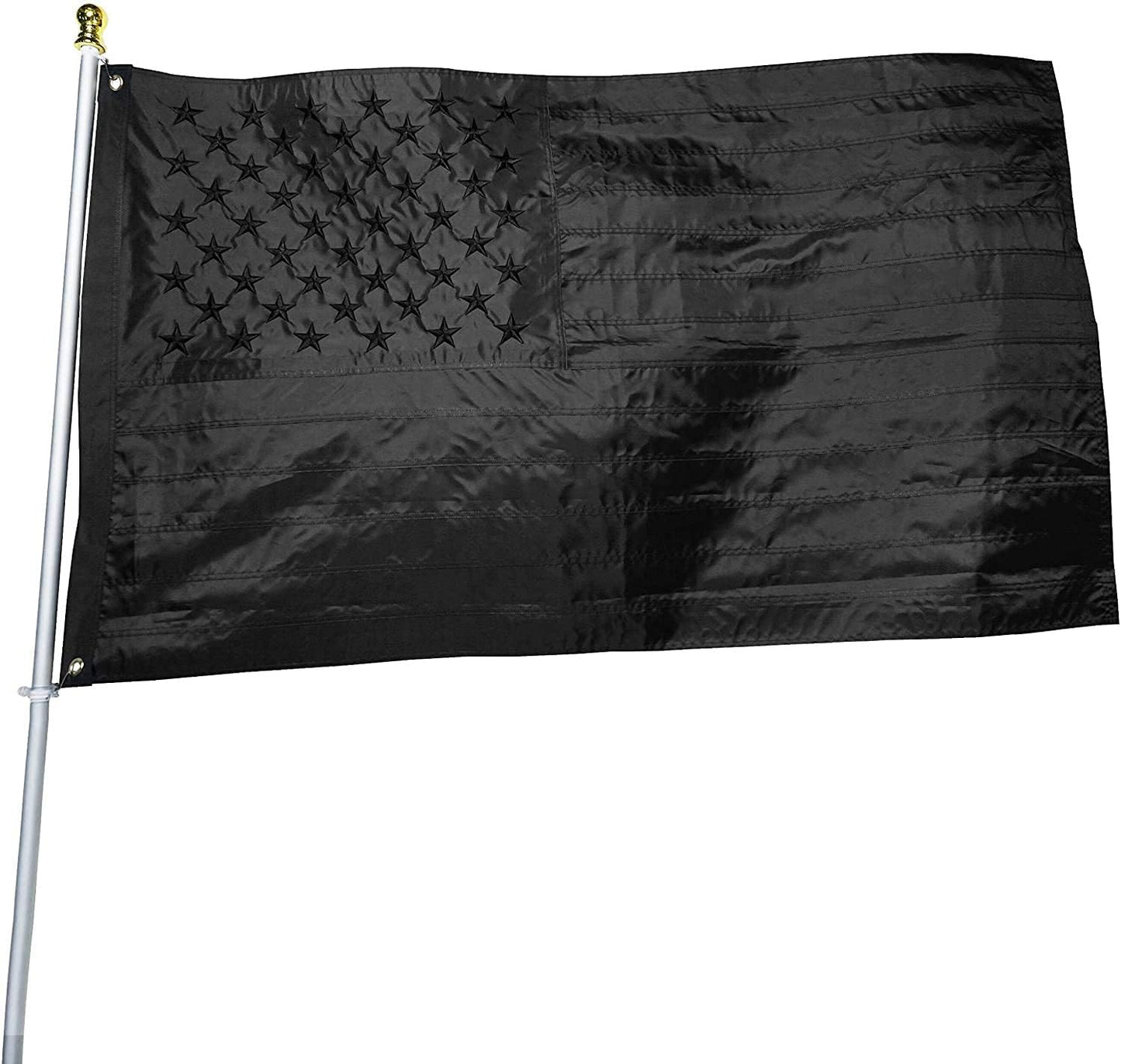 Bandera EE.UU. negra 5x8ft resistente nailon estrellas