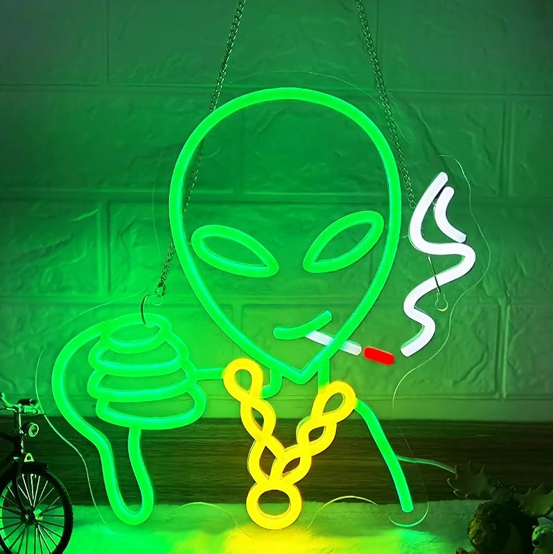 Letrero neón alienígena RGB USB 12.7x13pulg decoración