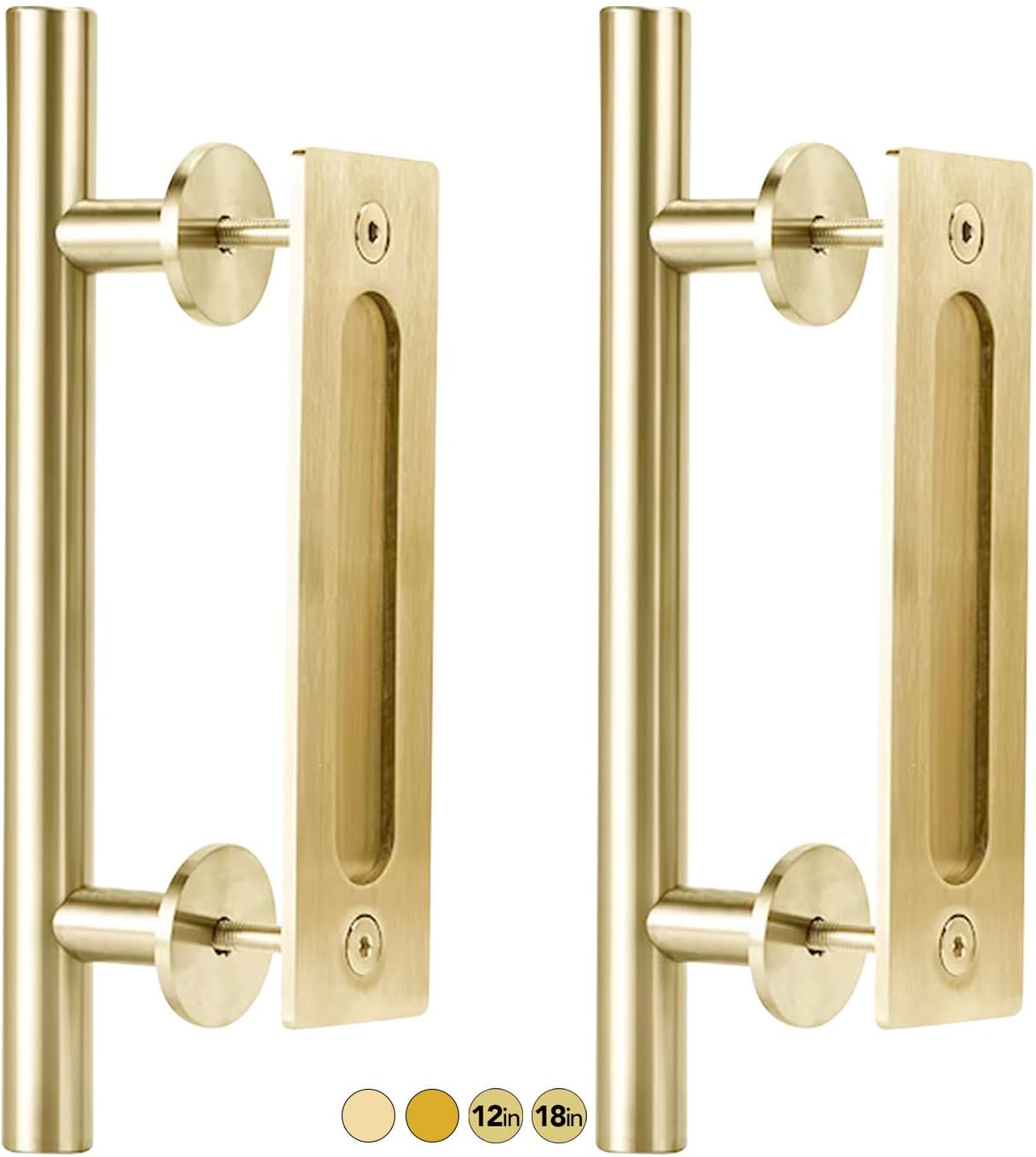 Manijas puerta granero dorado latón cepillado 12pulg