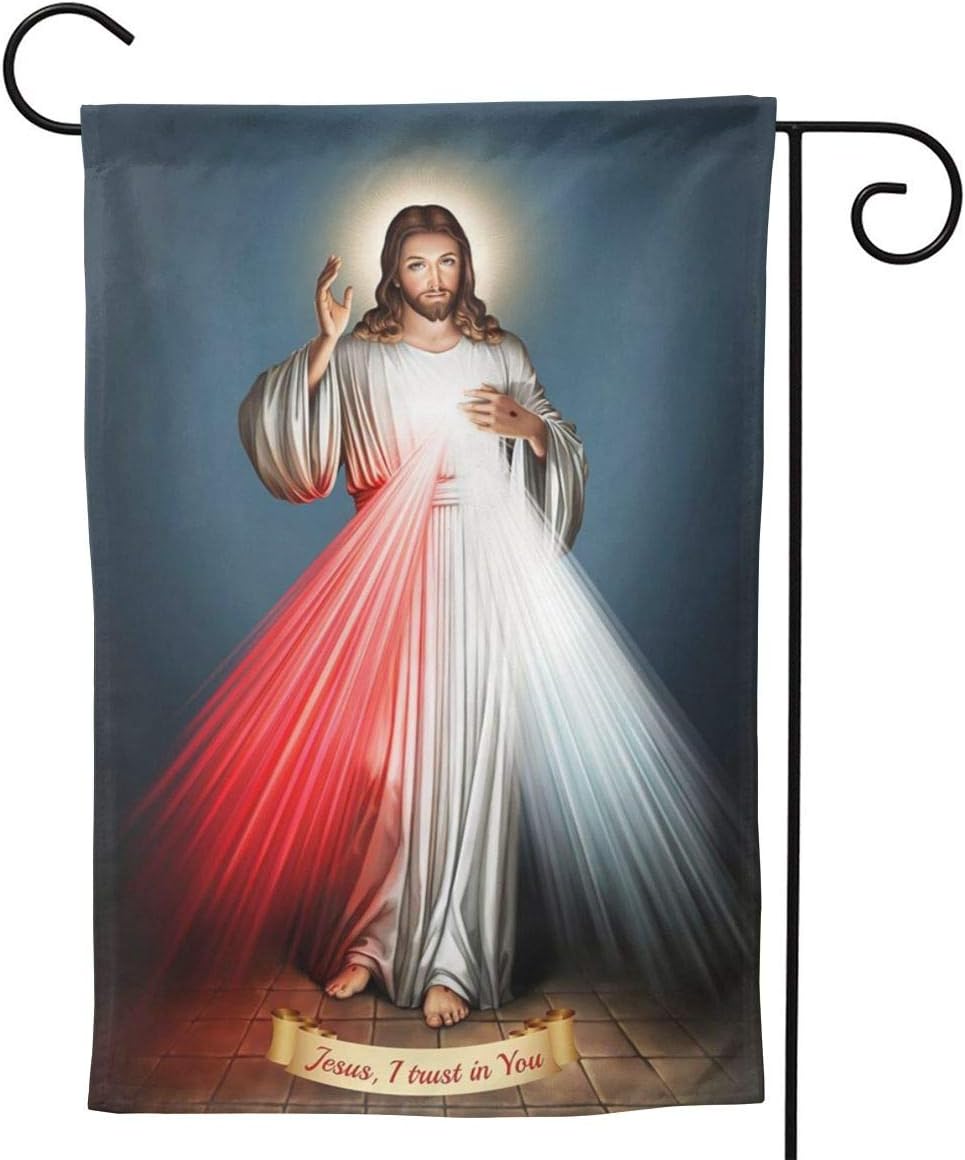 Bandera Divina Misericordia doble cara 12.5x18"