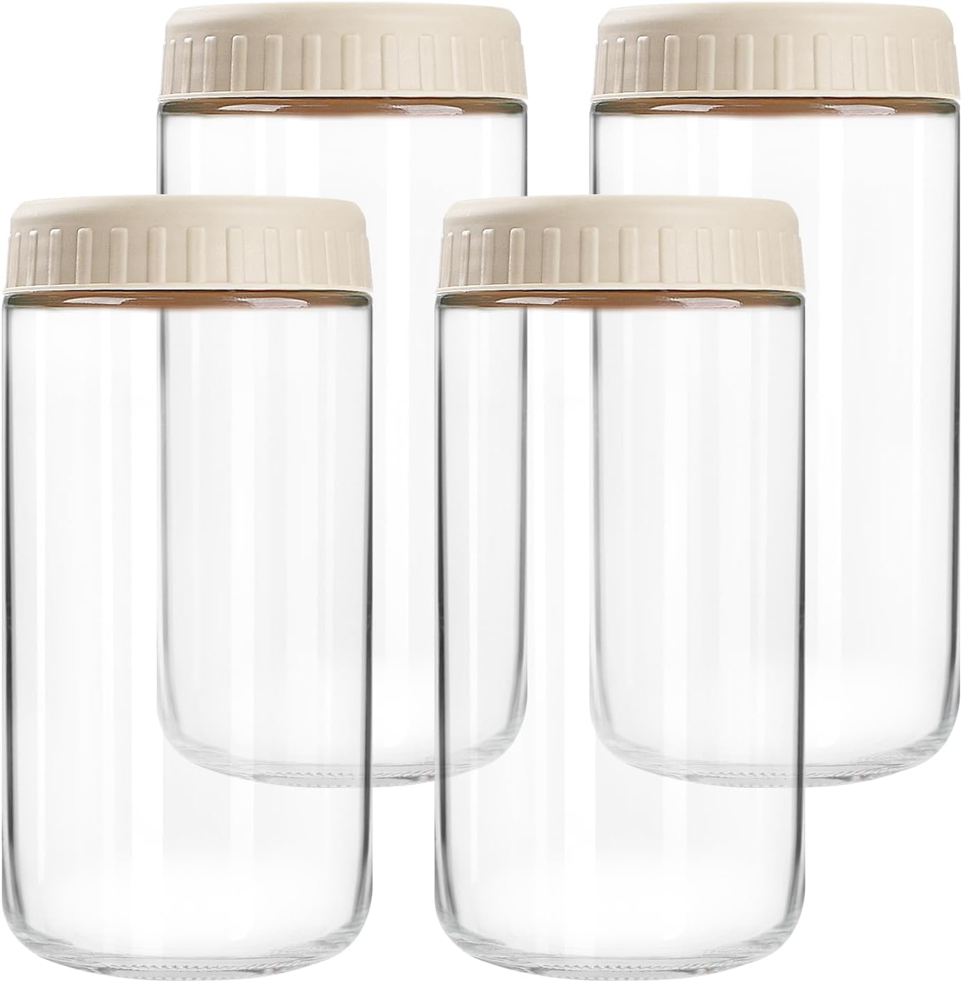 4 Pzas Frascos Vidrio 24oz con Tapas Albaricoque