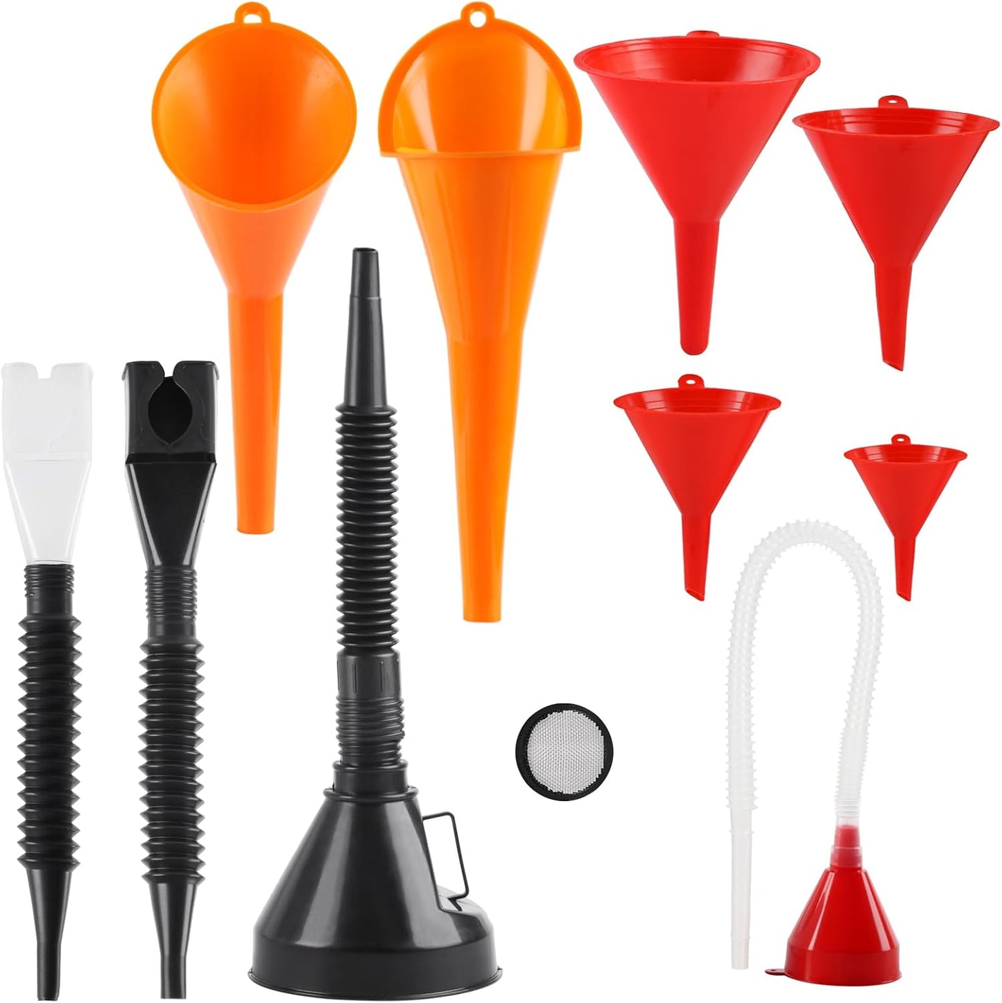 Set 10 Embudos Automotrices Plástico Flexibles Cuello Largo