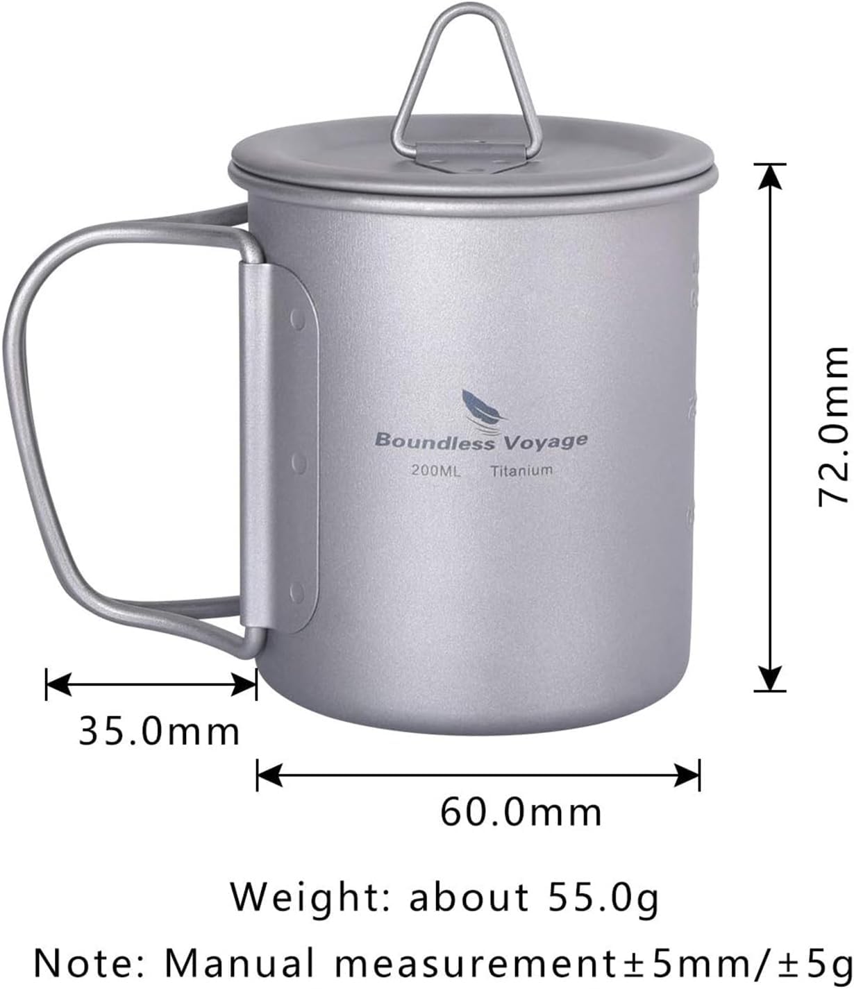Taza titanio portátil para acampar picnic con tapa