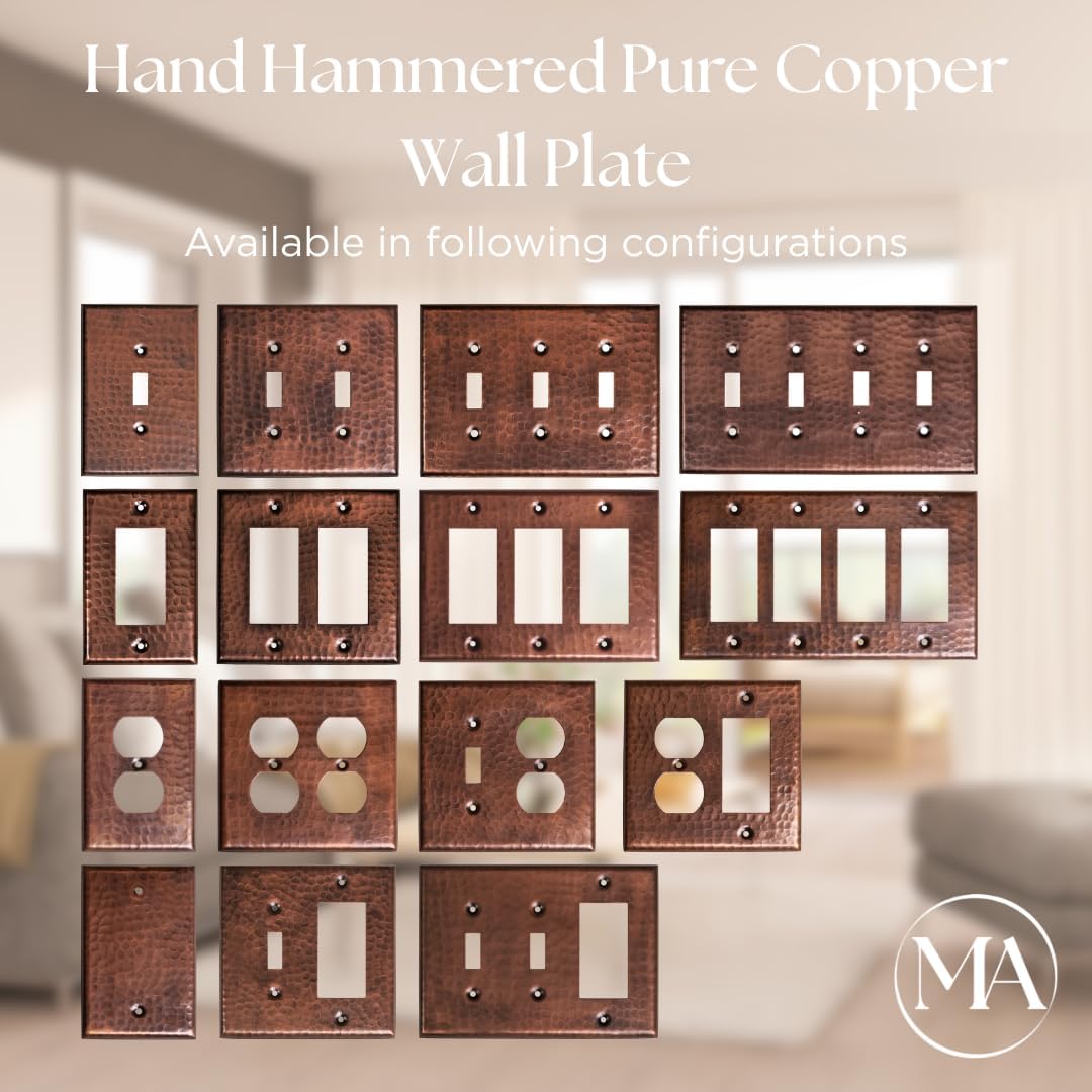 Placa pared interruptor cobre puro martillado