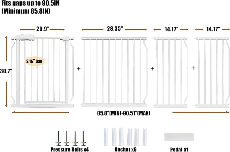 Puerta seguridad bebés perros metal blanco 85.8-90.5"