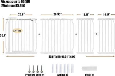 Puerta seguridad bebés perros metal blanco 85.8-90.5"