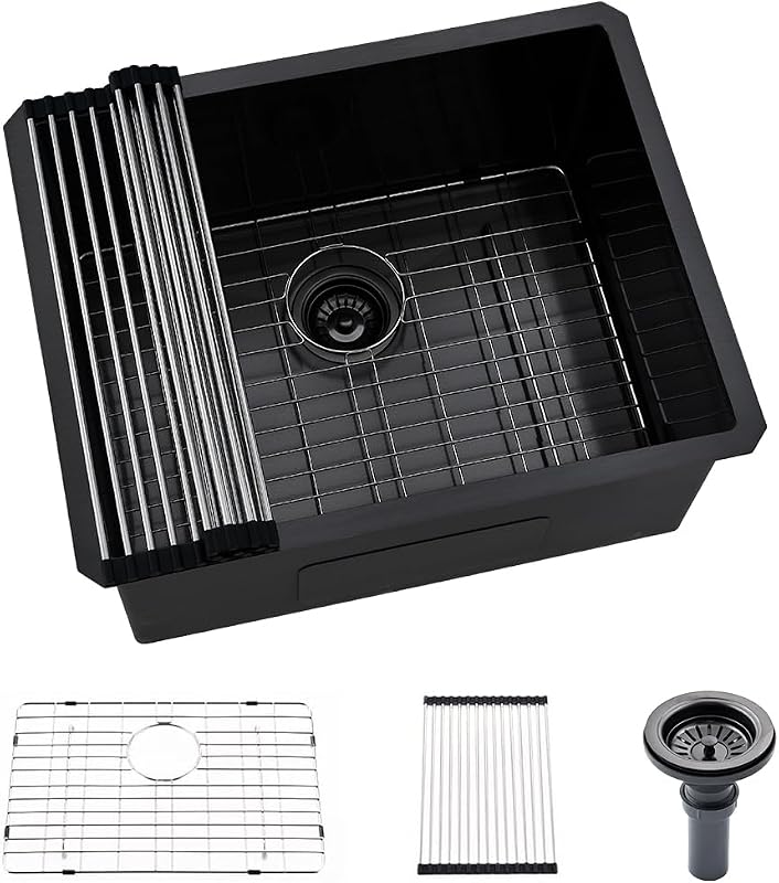 Fregadero bajo acero inox negro 24x19x12 utilitario