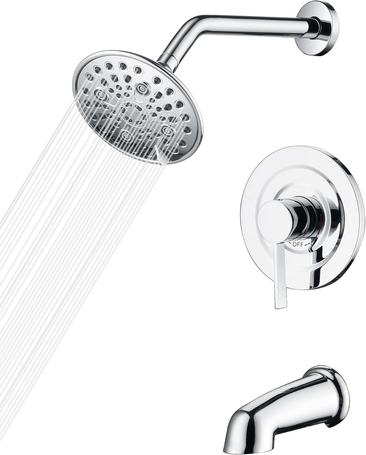 Set grifo bañera ducha 6 ajustes cromado pared