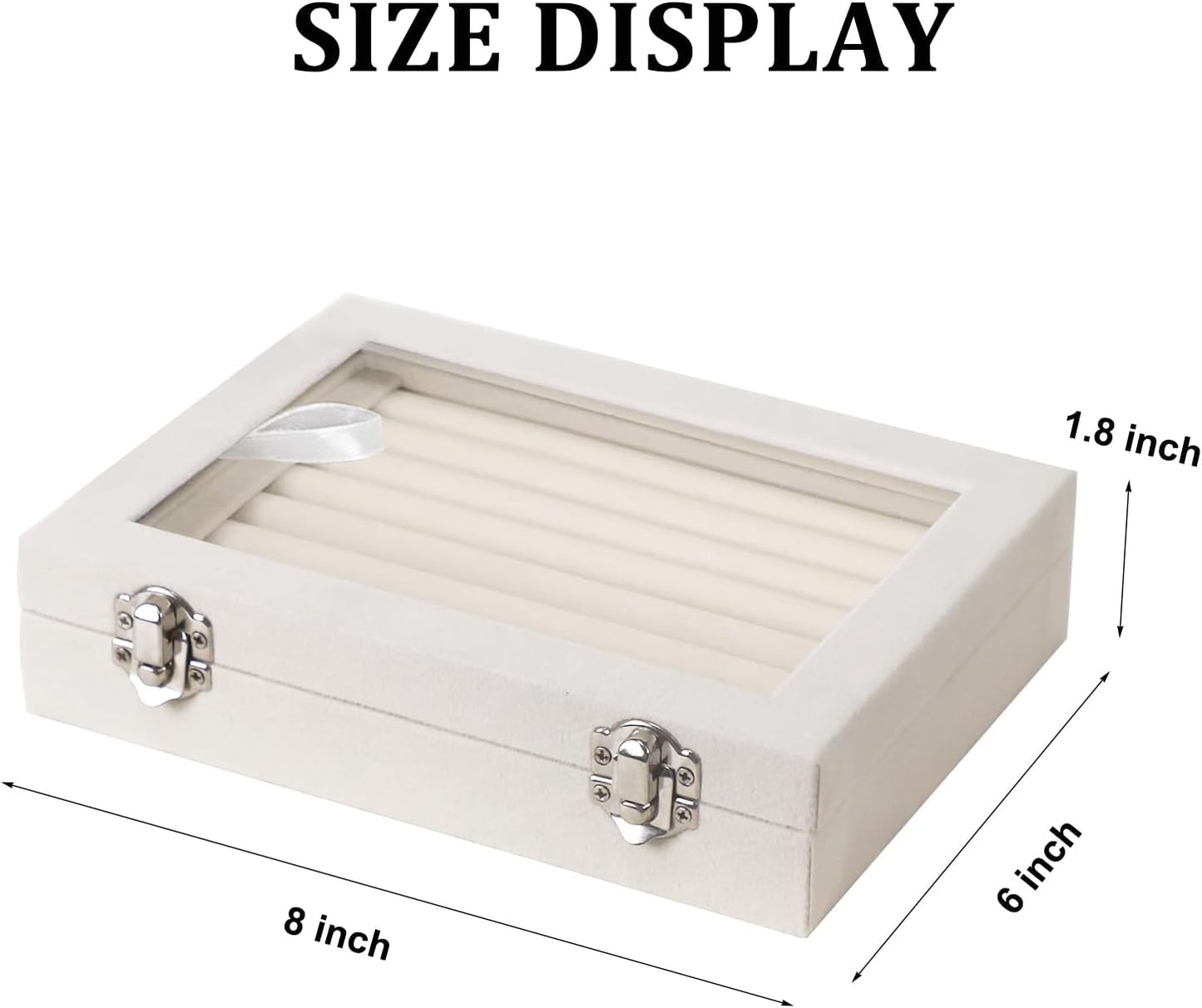 Caja terciopelo 7 ranuras con tapa transparente para mujer