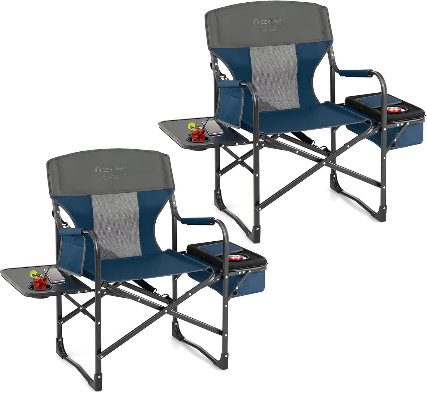 Silla camping plegable resistente 400lb con mesa y bolsa