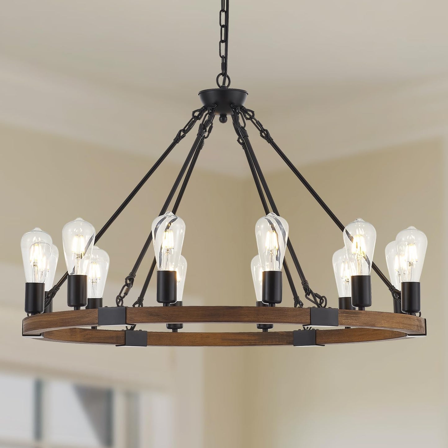 Candelabro de madera 80cm con luces para sala comedor
