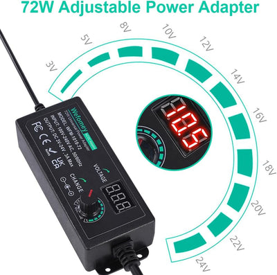 Fuente alimentación universal 3V-24V 3A 72W ajustable con 14 puntas