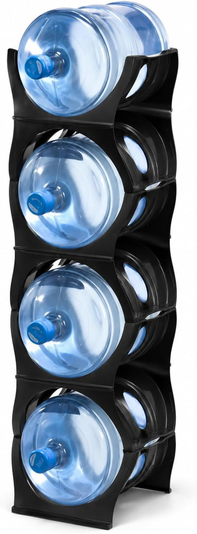 Estante apilable para botellas 5gal polipropileno negro 4un