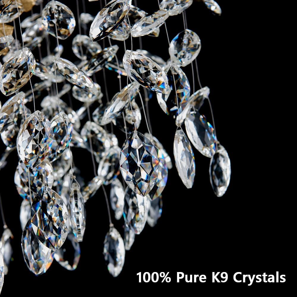 Lámpara de araña cristal dorada 31.5pulg cocina