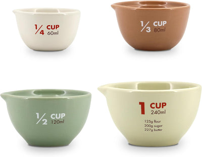 Set 4 Tazas Medidoras Cerámica Codificadas por Colores