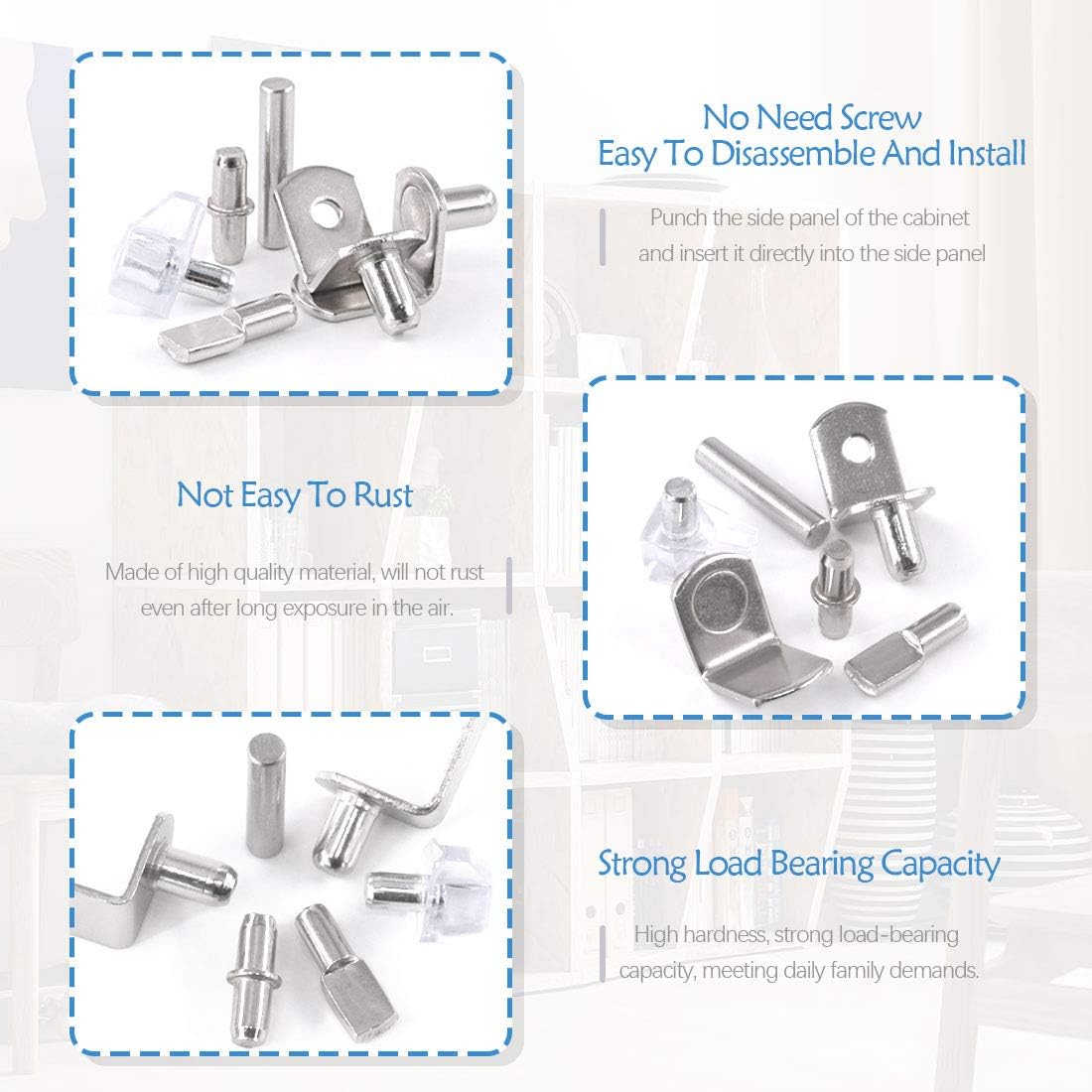 Set 160 Pzas chapado níquel para estante clavijas muebles