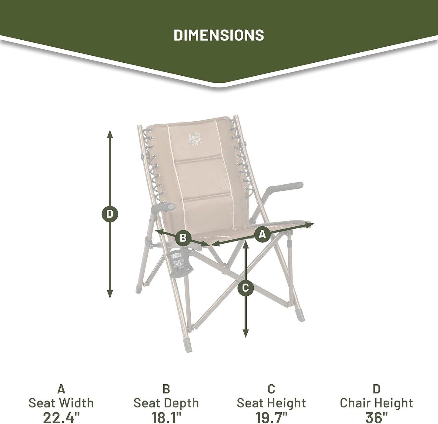Silla plegable camping acolchada con reposabrazos 300lb