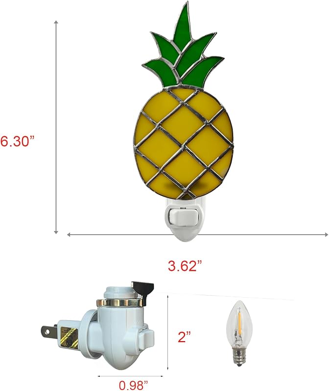 Lámpara noche vitrales enchufable decoración hogar piña
