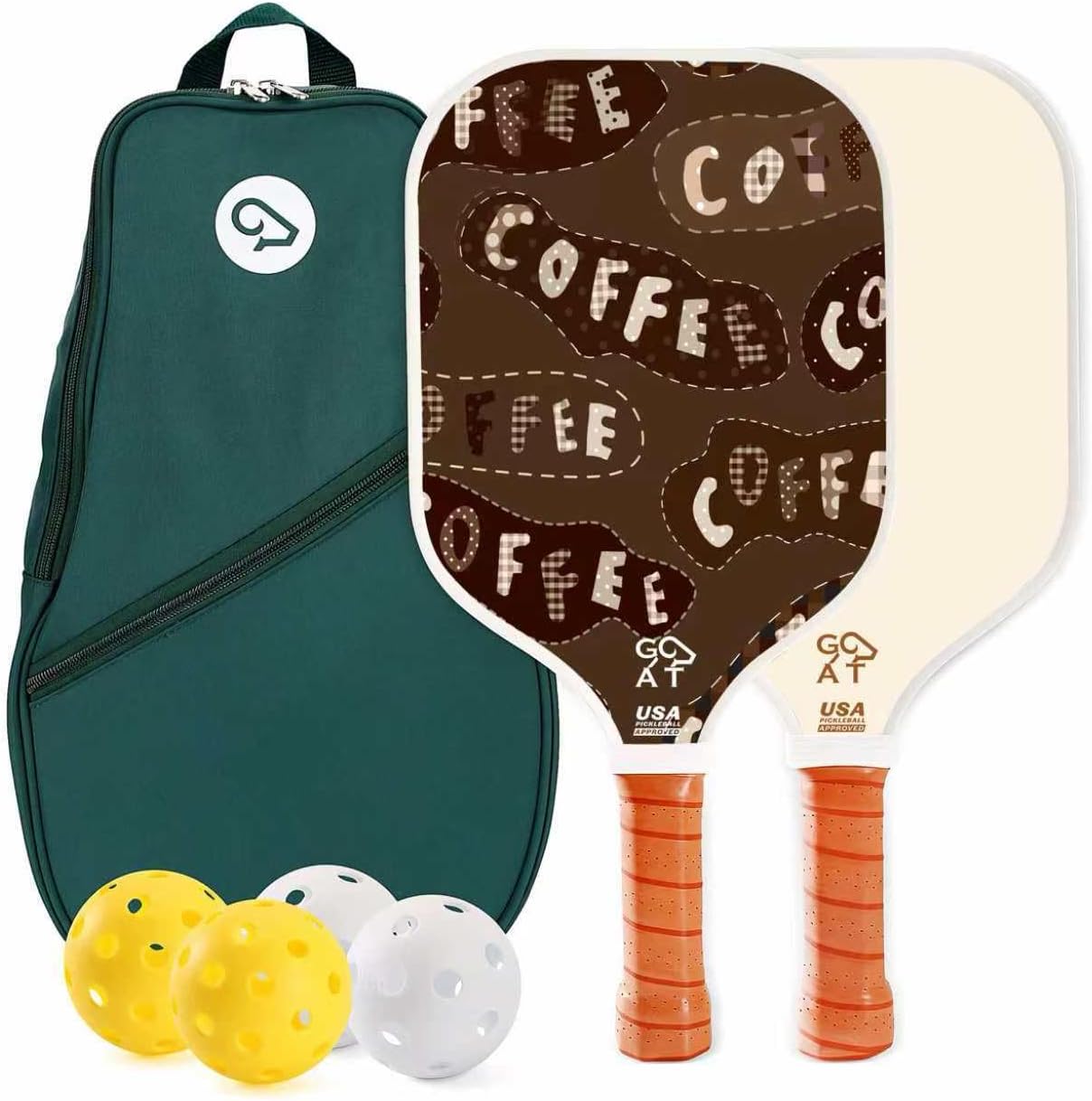 Set 2 palas pickleball fibra vidrio 4 bolas bolsa viaje