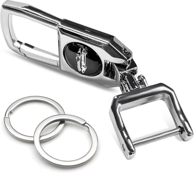 Llavero metal llave coche 2 anillos plateado