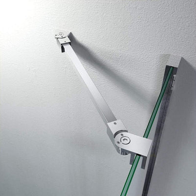 Puerta ducha acero inox 15.7pulg panel fijo vidrio