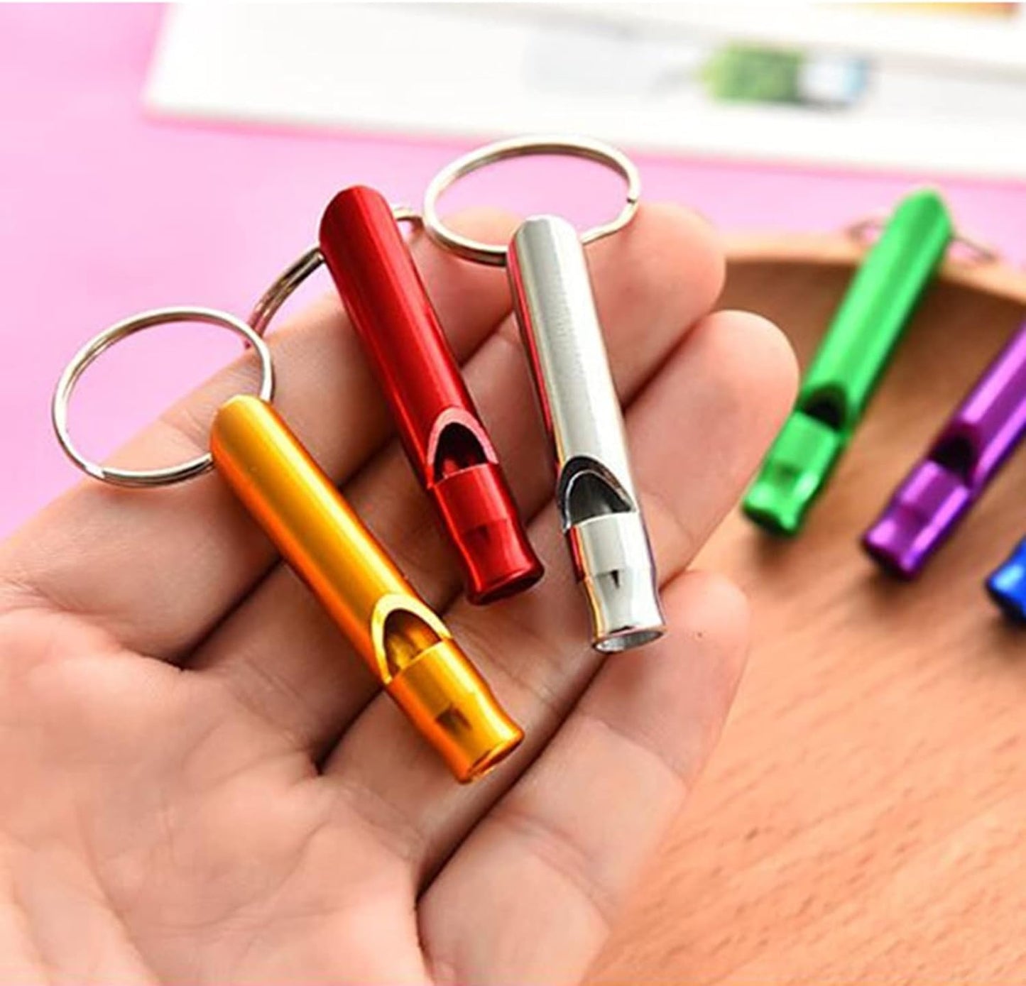 Silbato aluminio llavero para supervivencia camping