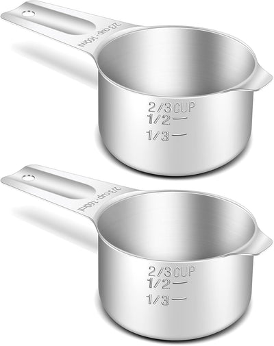 2 Tazas Medidoras 2/3 Taza Acero Inox Apta Lavavajillas