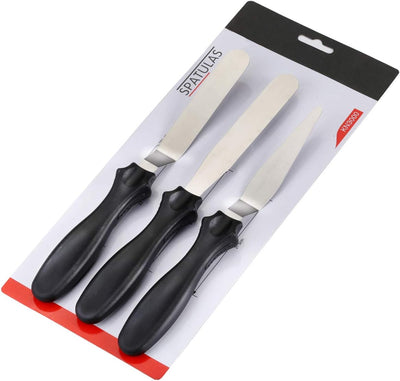 Set 2 Espátulas Hornear Acero Inox 4.5pulg Negro