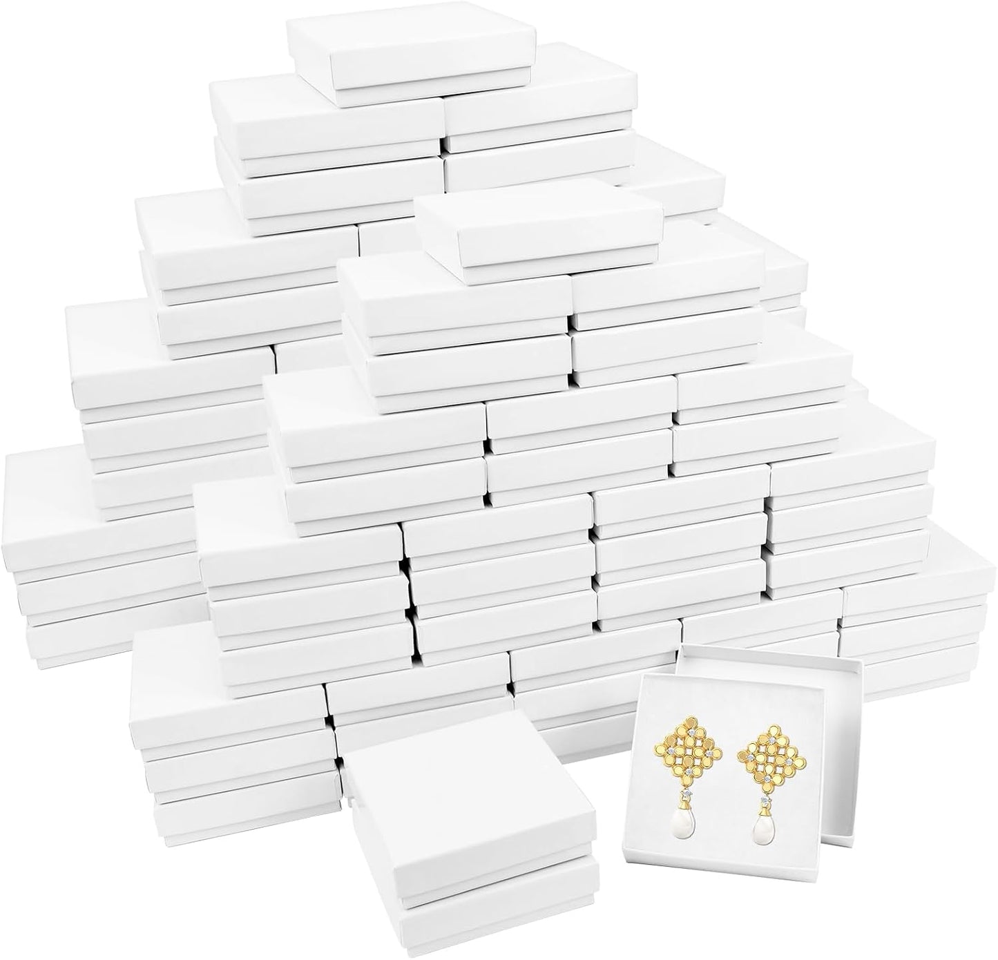 Cajas regalo joyas 3.5x3.5x1" 80 Uds con algodón tapa