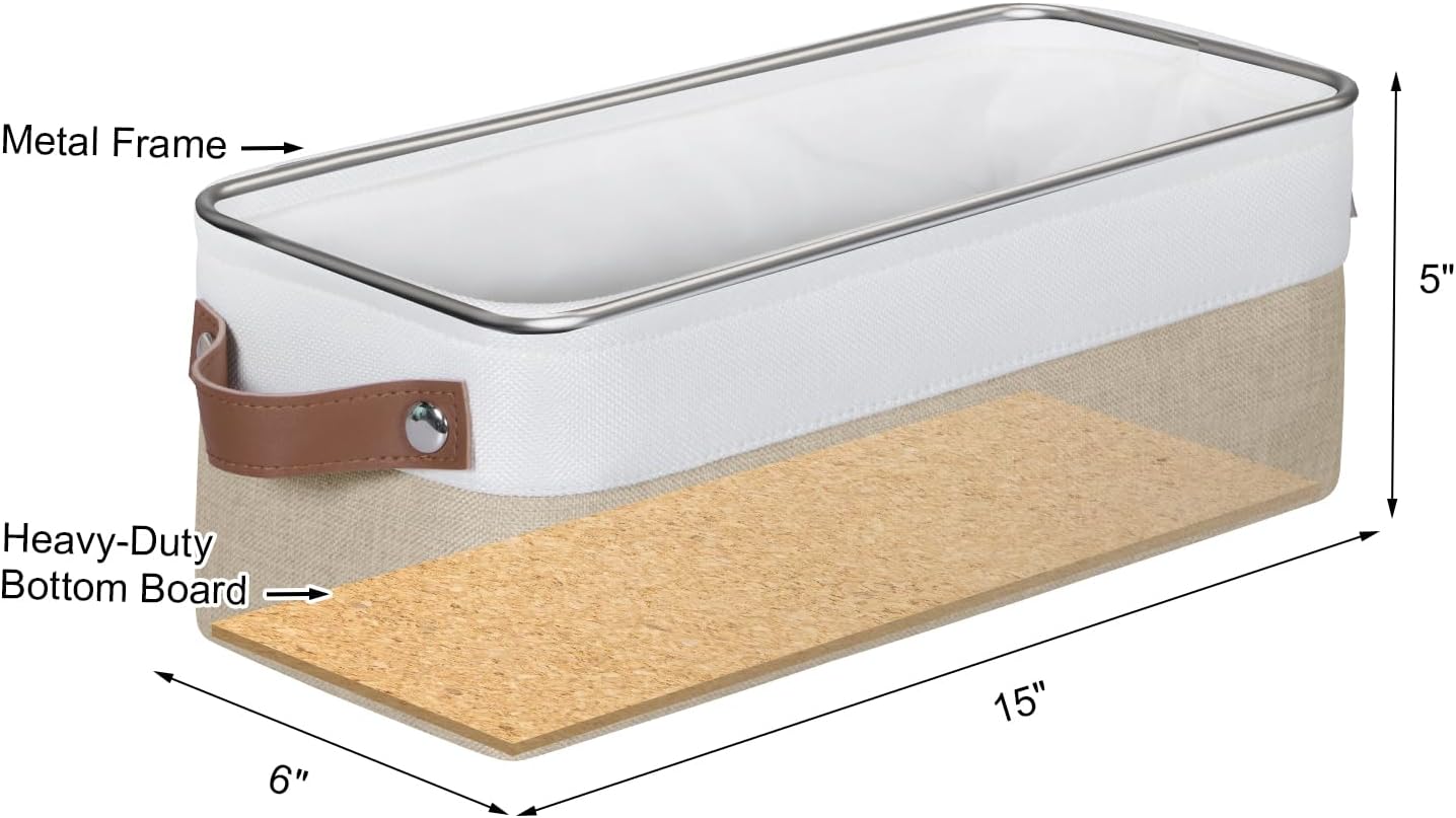 Canastas tela 15x6x5" set 4 con asas decorativas
