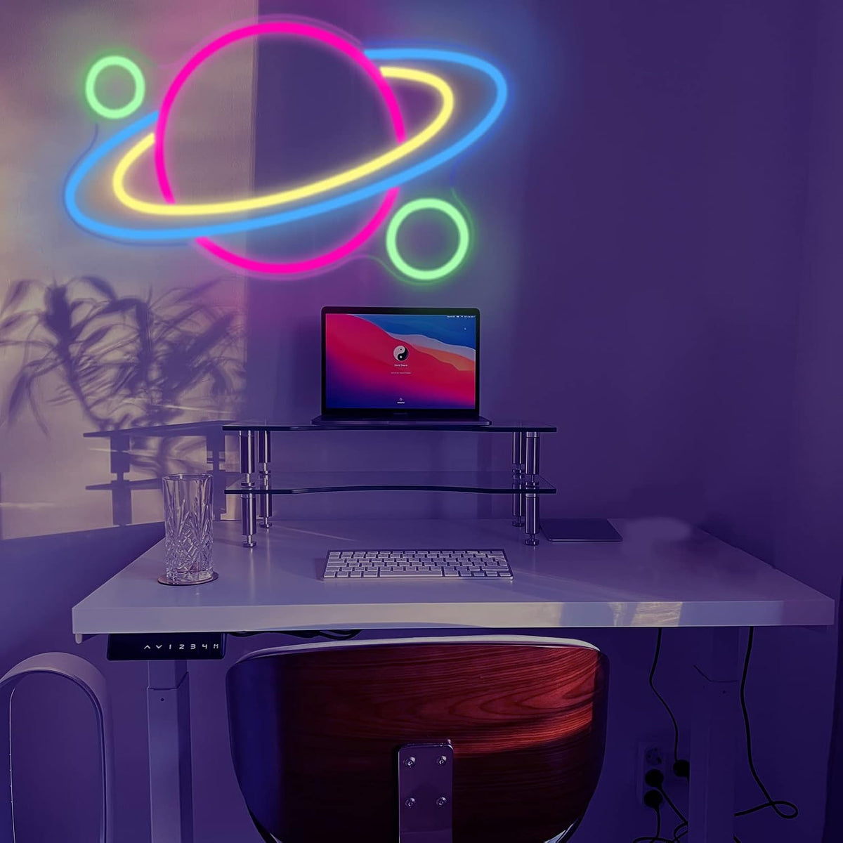 Letrero neón LED Saturno USB 16x11pulg decoración pared set